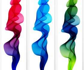 Smoke with wavy abstract banners set 13