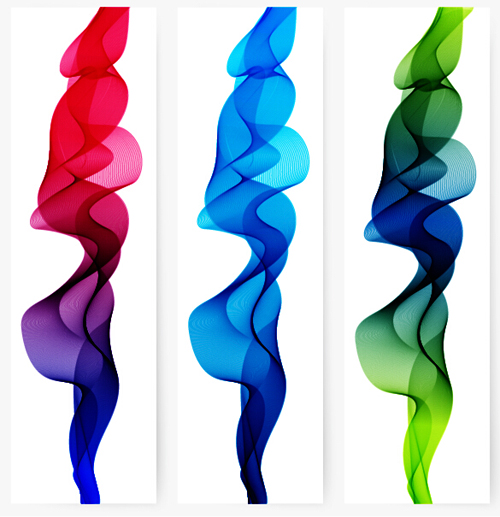 Smoke with wavy abstract banners set 13