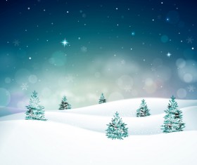 Snow mountain with christmas tree vector