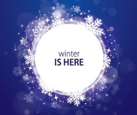 Snowflake frame with blue winter background vector