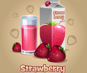 Strawberry juice packaging with cup vecotr