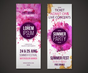 Summer watercolor party card vector