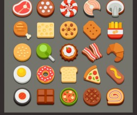 Sweet food fast icons set