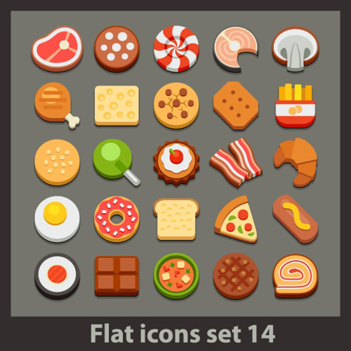 Sweet food fast icons set