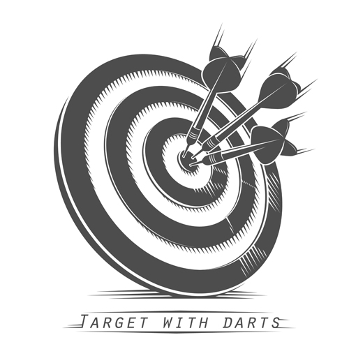 Target with darts vector illustration vector 01