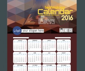 Technology background with 2016 calendar vector 03
