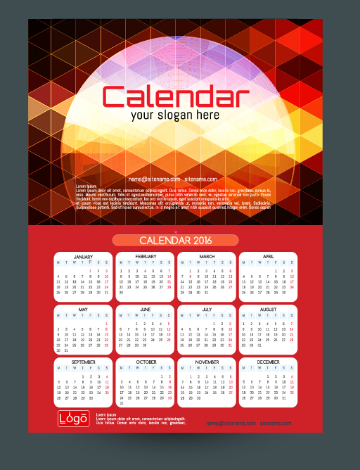 Technology background with 2016 calendar vector 04