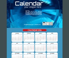 Technology background with 2016 calendar vector 05