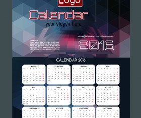 Technology background with 2016 calendar vector 07
