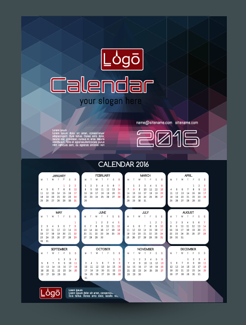 Technology background with 2016 calendar vector 07
