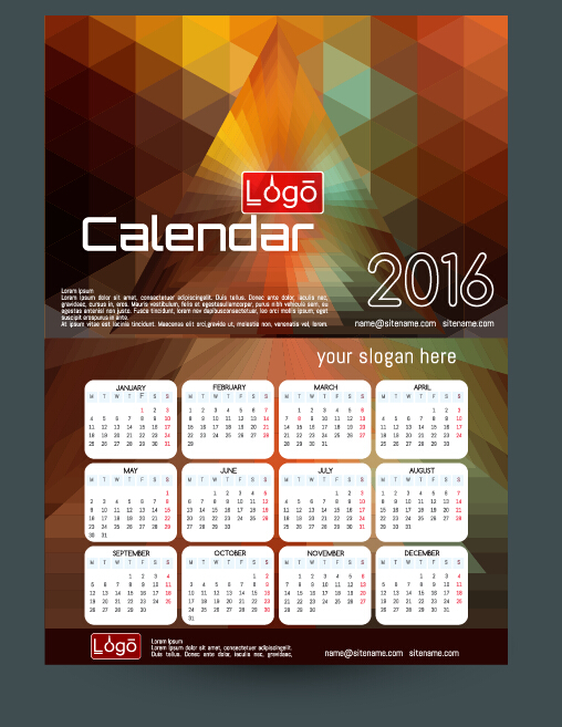 Technology background with 2016 calendar vector 08