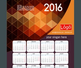 Technology background with 2016 calendar vector 09