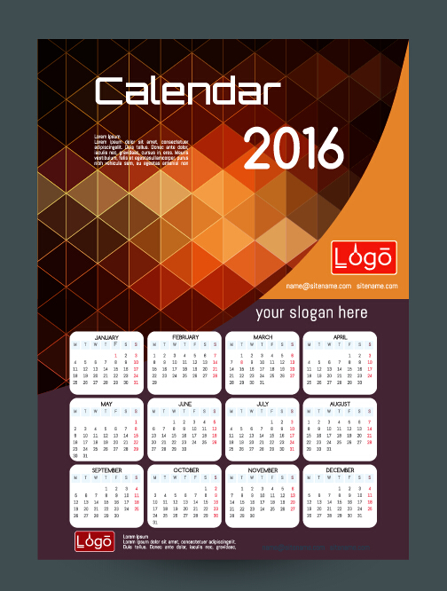 Technology background with 2016 calendar vector 09