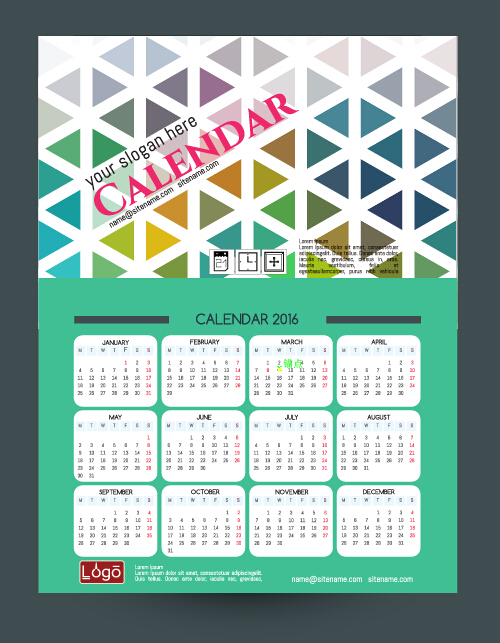 Technology background with 2016 calendar vector 10