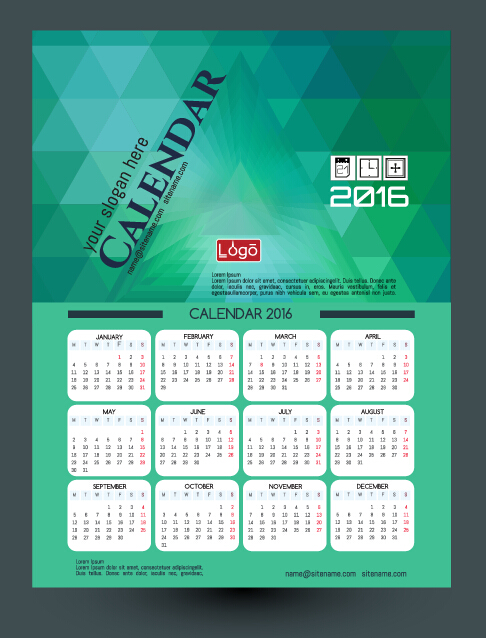 Technology background with 2016 calendar vector 11