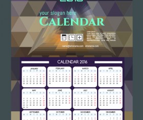 Technology background with 2016 calendar vector 12