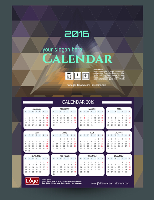 Technology background with 2016 calendar vector 12