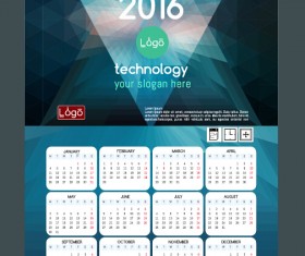 Technology background with 2016 calendar vector 13