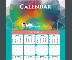 Technology background with 2016 calendar vector 14