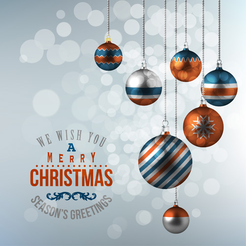 Textured christmas ball with halation background vector 02