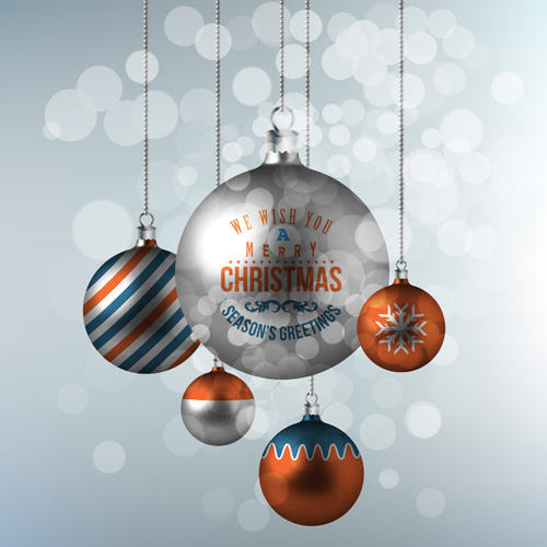 Textured christmas ball with halation background vector 03