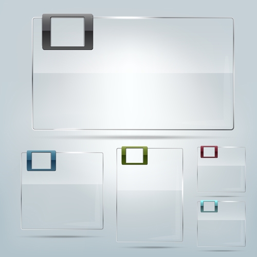 Transparent glass frame design vectors set 02