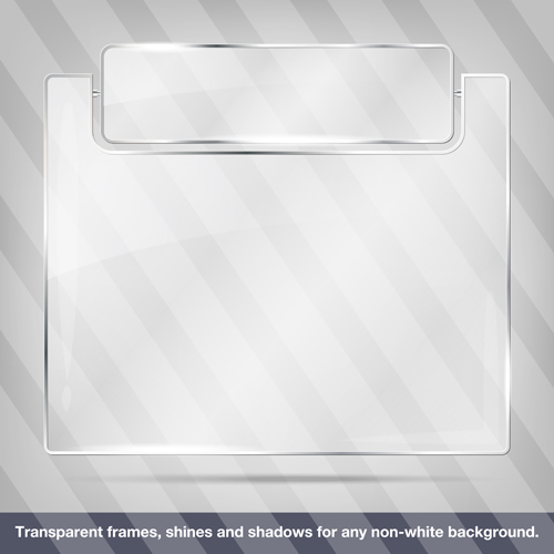 Transparent glass frame design vectors set 04