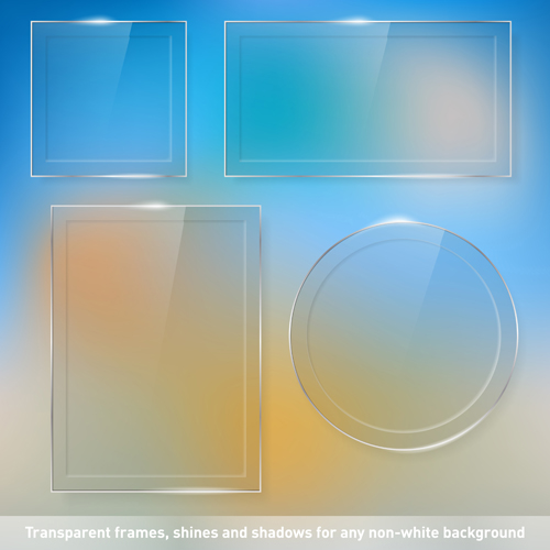 Transparent glass frame design vectors set 05