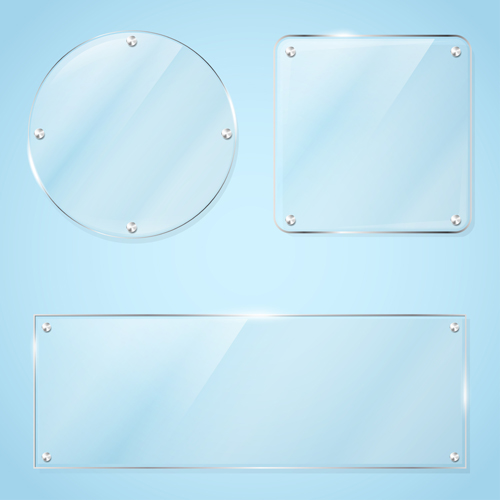 Transparent glass frame design vectors set 06