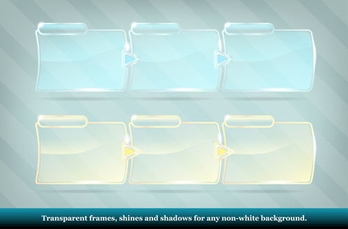 Transparent glass frame design vectors set 07