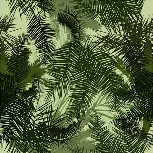 Tropical plant leaves seamless pattern vector 02
