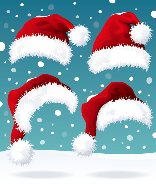 Vector 2016 christmas hat material set 02