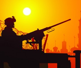 Vector soldiers silhouetter set 01