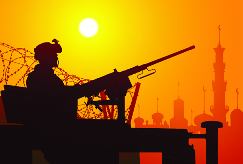 Vector soldiers silhouetter set 01