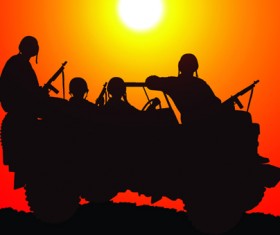 Vector soldiers silhouetter set 02
