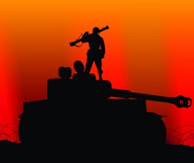 Vector soldiers silhouetter set 03