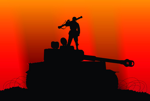Vector soldiers silhouetter set 03