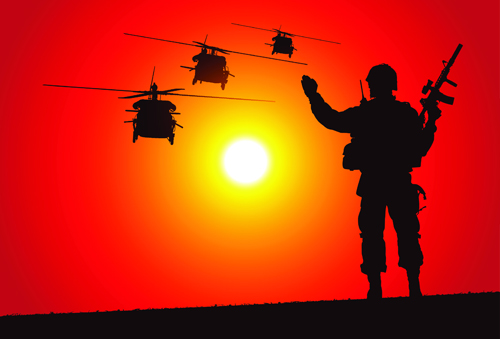 Vector soldiers silhouetter set 04
