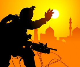 Vector soldiers silhouetter set 06