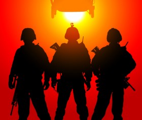 Vector soldiers silhouetter set 07