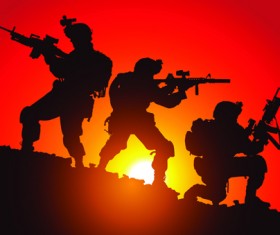 Vector soldiers silhouetter set 08