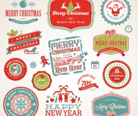 Vintage badges with labels chreistmas vector set