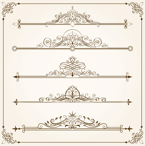 Vintage calligraphic frames with border vector 01