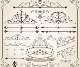 Vintage calligraphic frames with border vector 03