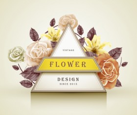 Vintage card with flower vector set 06