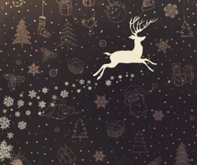 Vintage christmas background with deer vector