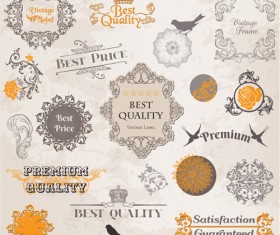 Vintage ornaments labels with logo vector