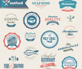 Vintage seafood labels vector set