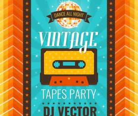 Vintage tapes party poster vector