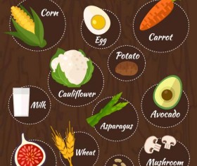 Vitamin with healthy diet vector material 02